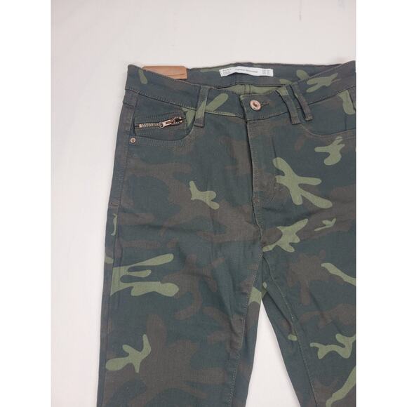 Zara Womens Jeans Multicolor Size 2 Mid Rise Moto Denim Camo Cotton Blend - Picture 3 of 16